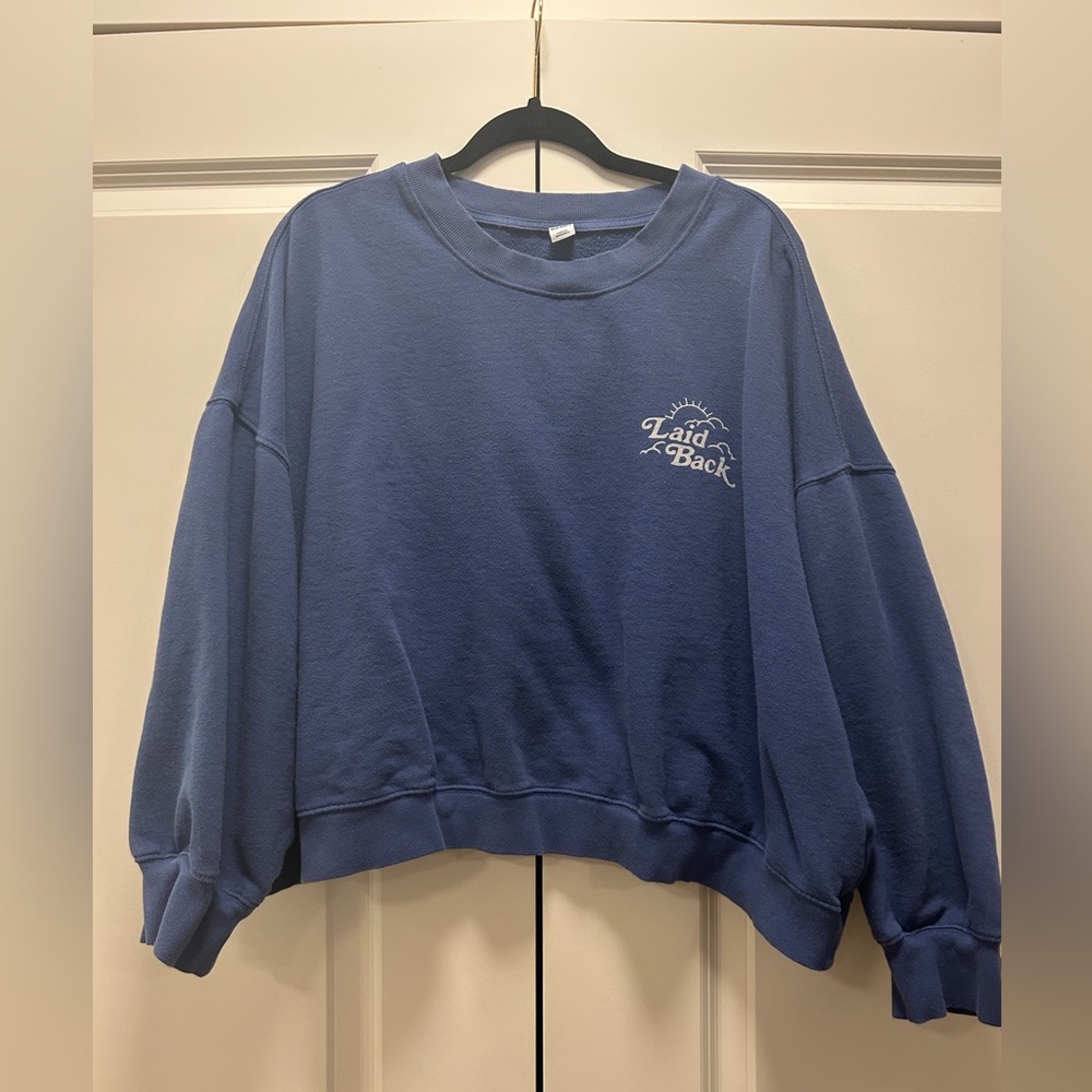 Laid Back, Easy Going Blue Crop Sweatshirt